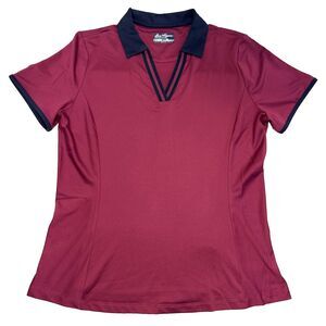 Ben Hogan Womens Large Golf Polo Shirt Berry Maroon Short Sleeve Performance